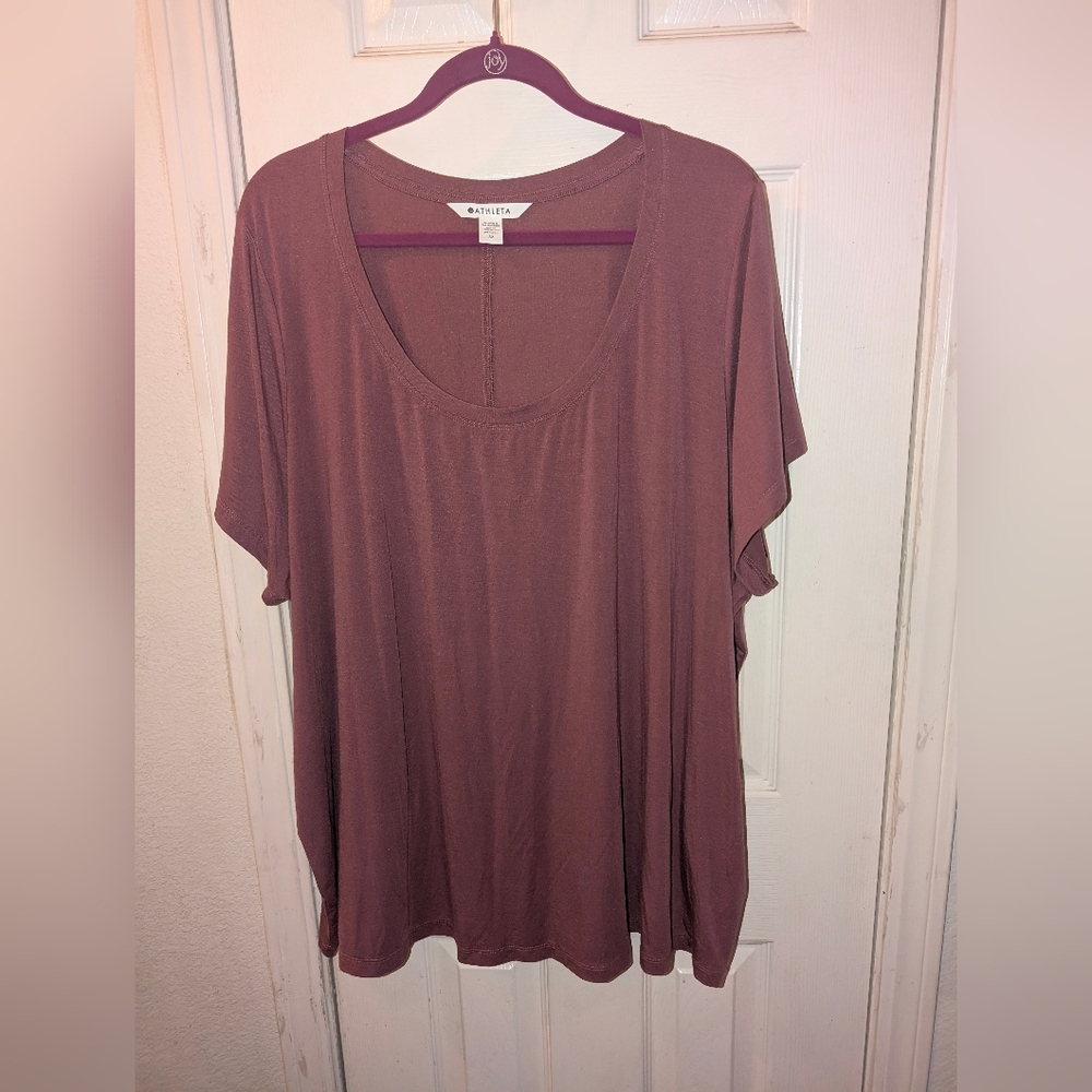 Set Of 2 Athleta Women's Plus Size 3x Cloudlight  Stratus Tees(White, Mauve) - Picture 4 of 4